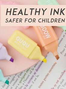 4/5/6 szt. Kawaii Bear Highlighter Pens Cute Stationery Markers Oblique Tip Candy Color Fluorescencyjny Pastel Pen School Supplies Powrót do szkoły