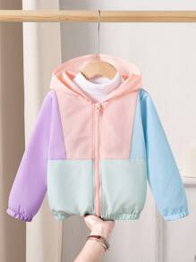 Mädchen Kapuzenjacke dünne Oberbekleidung, lässig und bequem, Herbst/Winter, Neu für Schulanfang, Strickjacke mit Reißverschluss, Farbblock, Langarm, tailliert