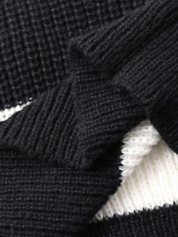 Toddler Boys' Loose Casual Striped Knit Sweater, Basic Round Neck Long Sleeve, Autumn