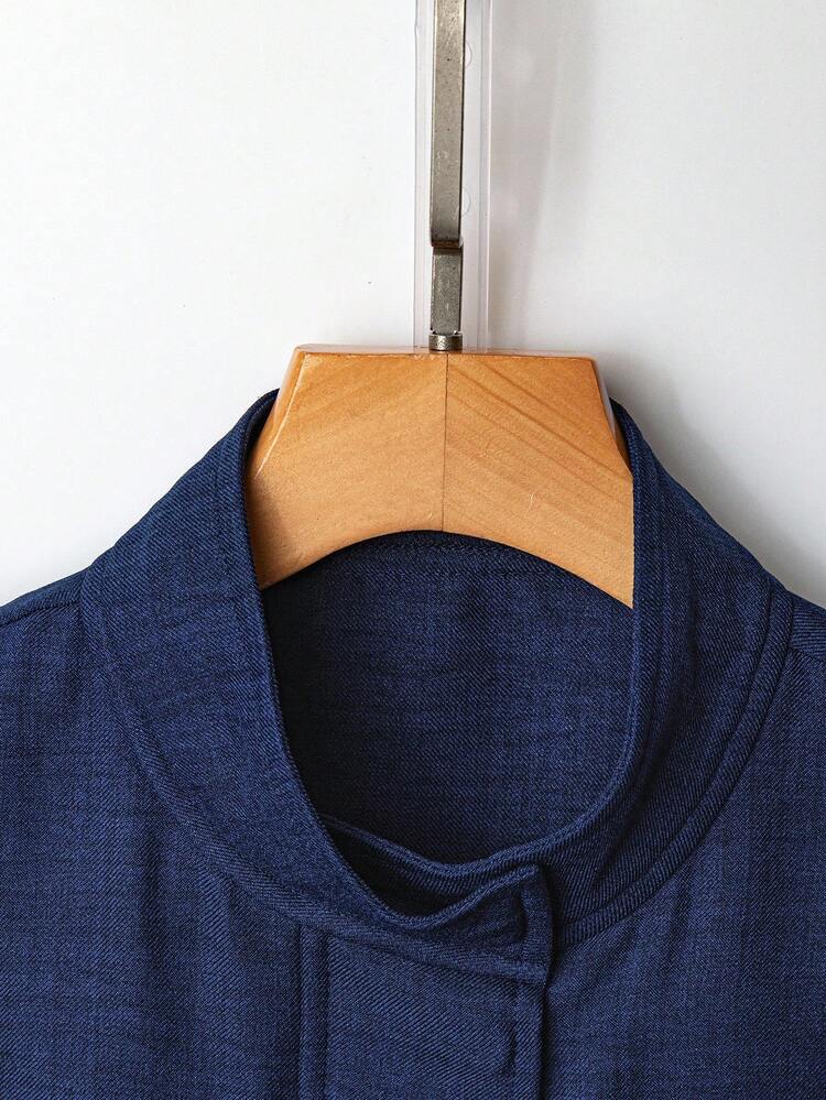 Women's Solid Color Drawstring Hem Regular Style Coat, Suitable For Autumn Wear, Including Women's Coats, Autumn Outfits, Winter Coats, Outdoor Outfits And Women's Overcoats.