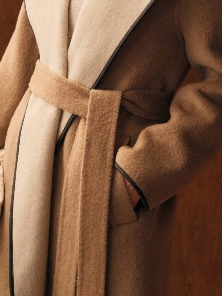WOOL CONTRAST TRIM OVERCOAT