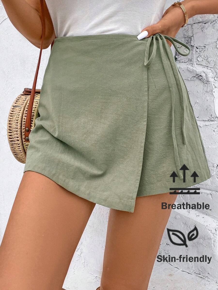 SHEIN Frenchy Women Cotton Wrapped Tie Texture Material Knot Side Wrap ...