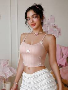 PetitDoll 舒适可爱的纹理面料蝴蝶结装饰吊带背心