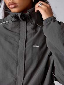 Exploreva 女士运动套装、返校装、毕业典礼、返校装、女士运动和瑜伽时尚运动服女士套装、慢跑和户外休闲装女士健身套装女士健身套装宽松版型、夹克和裤子套装、运动服 Y2k、 - 灰色 - 查看 5