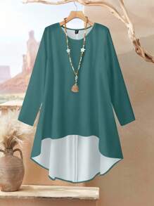 Rusticease 2 件套女士宽松圆领长袖上衣和裤子套装，夏季服装