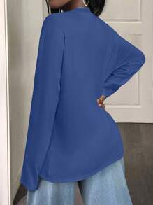 SHEIN BamGlam Einfarbiges, lässiges, bequemes und vielseitiges Langarm-T-Shirt für Frauen