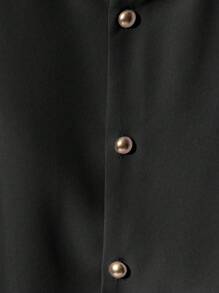 Franclia 时尚高端女士圆领短袖纽扣衬衫 - 黑色 - 查看 4