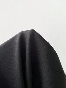 SHEIN EZwear 大码女式黑色翻领实用口袋刺绣花朵西装外套，秋冬，秋季，教师，工作，商务，办公室，学校，外出 - 黑色 - 查看 6