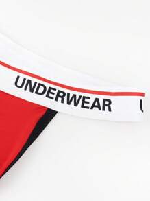 SHEIN 男士字母腰带装饰性感三角裤 - 紅色 - 查看 5