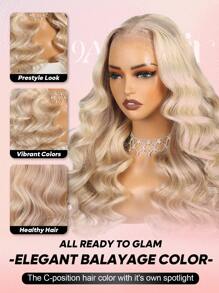 ALL READY WIG Blonde Highlights P10/613 Upgraded 13x6 Lace Front Human Hair Body Wave Pre-Cut Ear-To-Ear Lace Easy Wear Glueless 18-26 Inch Colored Human Hair Wigs Festival Ready Summer Style Halloween Costumes - S10/613 - View 10