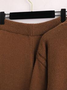 Franclia 两件套休闲宽松纯色长袖毛衣套装，白色针织衫，适合大学校园穿着，美拉德风格，秋冬女装 - 棕色 - 查看 3