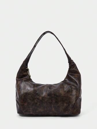 Grunge Punk Bolso de hombro marrón vintage casual para ir y venir