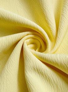 Firerie 加大码女式优雅新款时尚海滩度假休闲不对称肩部超长袖腰部褶饰金属装饰黄色衬衫 - 黃色 - 查看 8