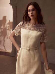 MOTF PREMIUM CONTRAST SEQUIN SHEER DRESS