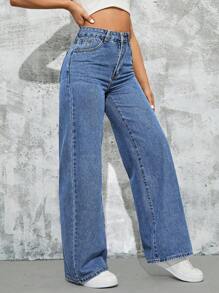 SHEIN ICON 女士口袋牛仔褲