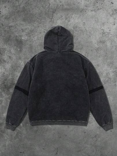 Street Life Sudadera con capucha con cremallera, estilo callejero, diseño americano con letras y strass, desgastada, para otoño