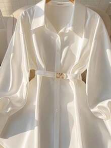 Franclia European And American Fashion Casual White Long-Sleeved Daily Office Outfits Leisure Button Up White Shirt Women Black Maxi Skirt Lounge Sets Fall Dresses For Women Black And White Two-Piece Suit Work Clothes