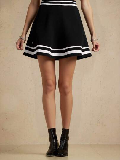 Briarwyn Fall And Winter Clothes Old Money Style Women's Casual Colorblock Embroidered Knit Mini Skirt,Back To School,Halloween Clothes Tracksuit,Vintage Clothes Women