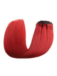 8Pcs Red Straight Clip In Virgin Human Hair Extensions Clip-In Hair Extensions Weft Hair Extension Hair Weaves 10-24inches 120G 100% Human Hair For Women HairPiece Halloween Costumes - SRed - View 4