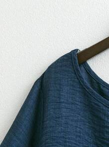 Linhara Damen Große Größen Rundausschnitt Lässig/Alltag/Outdoor/Einfach/Urlaub strukturierter grüner Pullover Top, Frühling/Sommer