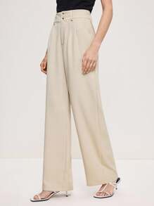 BizChic Quần âu kaki nữ mới thu đông 2025 có trang trí eo kim loại, cài nút, túi bên hông, cạp xếp ly, trang phục công sở thanh lịch, hiện đại, phù hợp cho các buổi hẹn hò, tiệc tùng, đi chơi, sân bay, hòa nhạc đồng quê lãng mạn, phong cách Hàn Quốc, sân bay, khách dự tiệc cưới, sinh nhật, Halloween, Giáng sinh - trái cam - Xem 7