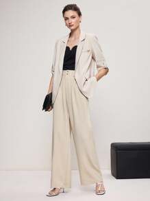 BizChic Quần âu kaki nữ mới thu đông 2025 có trang trí eo kim loại, cài nút, túi bên hông, cạp xếp ly, trang phục công sở thanh lịch, hiện đại, phù hợp cho các buổi hẹn hò, tiệc tùng, đi chơi, sân bay, hòa nhạc đồng quê lãng mạn, phong cách Hàn Quốc, sân bay, khách dự tiệc cưới, sinh nhật, Halloween, Giáng sinh - trái cam - Xem 8