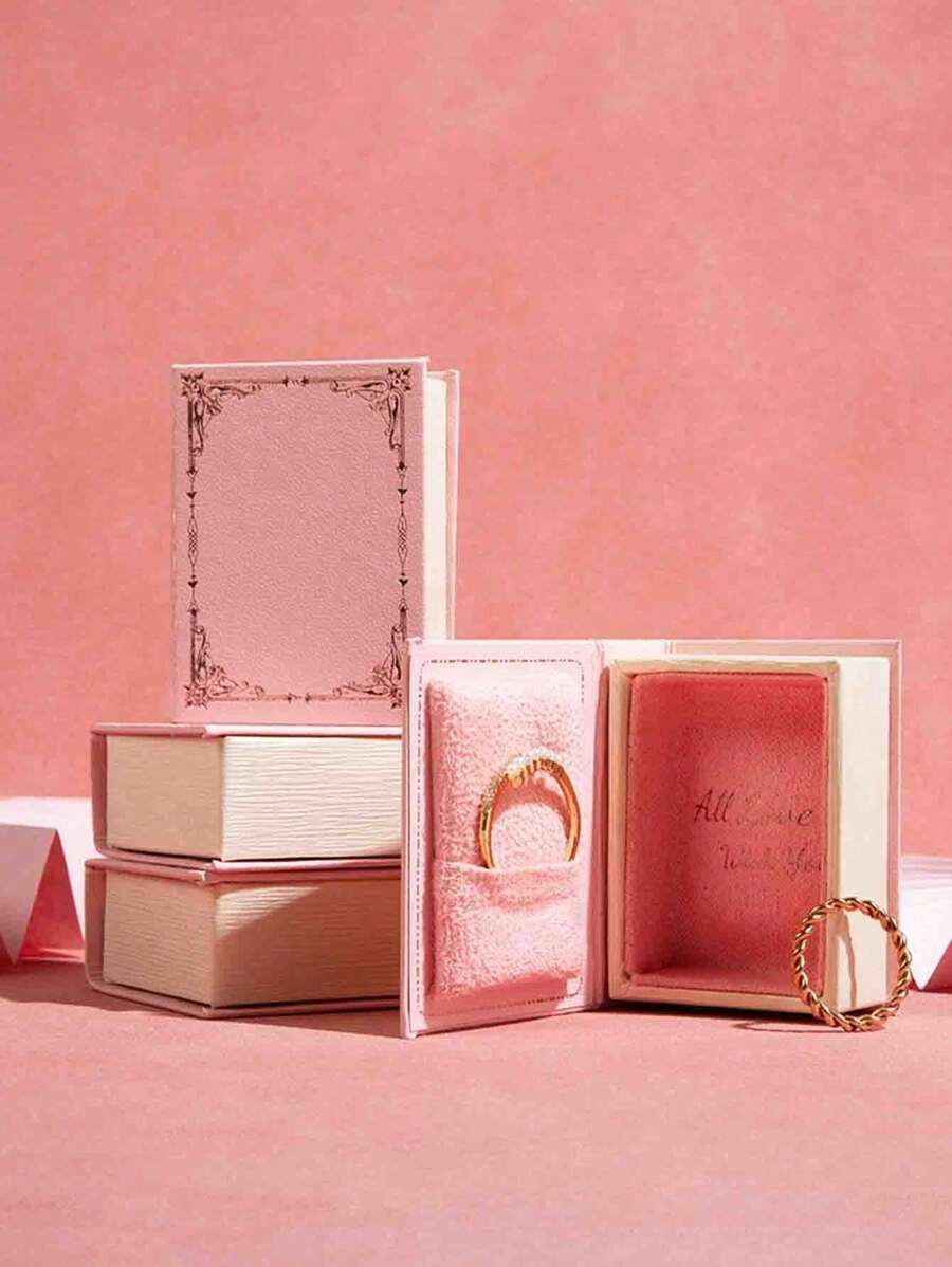 1 件/2 件迷你书形戒指盒，可爱情侣珠宝礼盒，适用于求婚、婚礼、情人节、旅行、居家和办公室，便携式珠宝收纳盒，适合返校