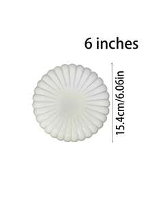 Cirelle Retro Chrysanthemum Ceramic Plate, Elegant White Dinner Plate For Breakfast, Bread, Steak, Pasta, Fruit, Salad, Cake, Home & Restaurant Tableware | Dinner Set,Plates,Plate,Ceramic Plate,White Plates,Dinner Plates - Multicolor - View 3