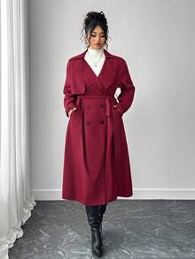 Elenzga Halloween Fashionable Elegant Long Red Windbreaker For Women Winter Fall Autumn