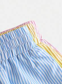 SHEIN 3pcs/Set Tween Girls Casual Striped Shorts Set With Elastic Waistband, School, Campus, College