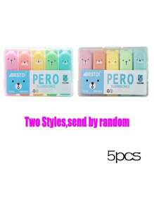 4/5/6 szt. Kawaii Bear Highlighter Pens Cute Stationery Markers Oblique Tip Candy Color Fluorescencyjny Pastel Pen School Supplies Powrót do szkoły