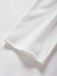 青少年男孩休闲日常舒适印花图案宽松圆领长袖针织 T 恤 - 白色 - 查看 5