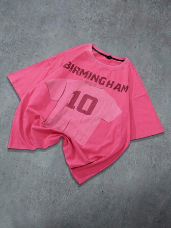 Prep T-shirt à manches courtes unisexe avec design américain et impression graphique en anglais, style années 2000