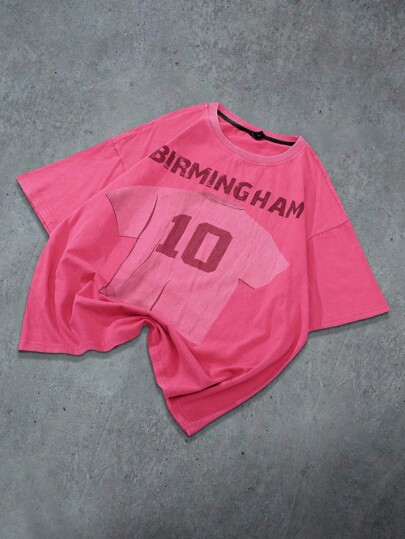 Street Life تي شيرت أكمام قصيرة بطباعة جرافيك إنجليزية بتصميم أمريكي شارع، طراز 2000