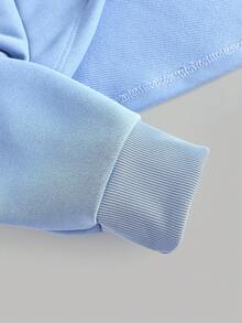 SHEIN Girlism 3件套青少年女孩休闲运动衫搭配印花吊带背心和阔腿运动裤套装 - 藍白色 - 查看 5