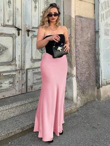Jeta Ari Women's Plain Simple Daily Wear Skirt Maxi Women Outfit - Dusty Pink - View 6