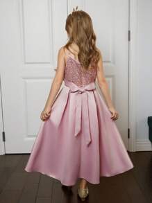 Hapijoa Girls' Elegant Dress, Sweet Lady Style, Suitable For Fall - Pink - View 2