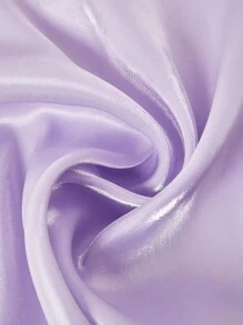 Ellevyn 女士荷叶边领短袖亮片丝绸面料闪亮蝴蝶结装饰3D立体花卉紫色优雅休闲衬衫，春夏款 - 紫色 - 查看 6