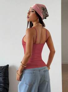 StreetHx Streetwear 女款 Y2K 休闲蝴蝶图案吊带背心 - 紅色 - 查看 2