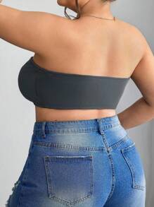 SHEIN CURVE+ Front Zip Plus Size Minimizer Padded Bra Tank Top, Curve Plus, Boho Vacation