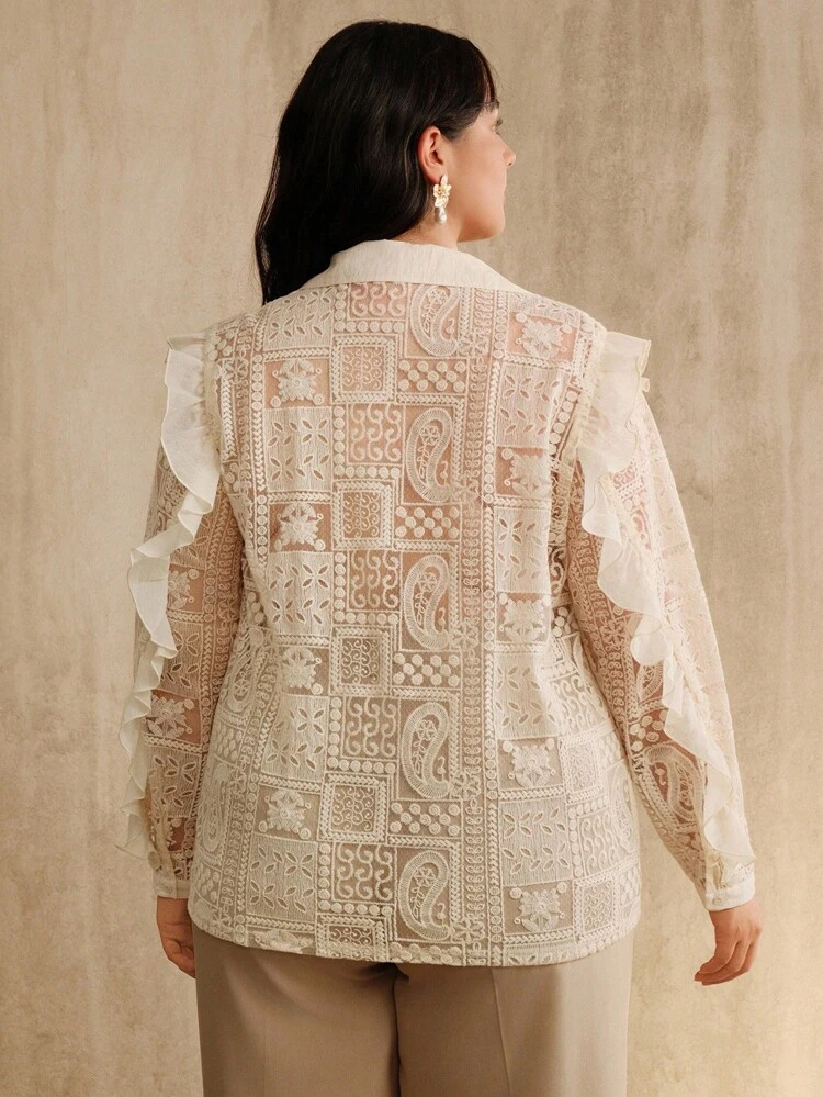 Delicate Embroidered Luxurious Elegant Vacation Blouse For Women, Spring/Summer