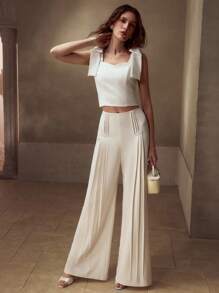 MOTF PREMIUM FOLD PLEATED WIDE LEG SUIT PANTS - Apricot - View 6