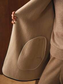 MOTF PREMIUM WOOL CONTRAST TRIM OVERCOAT - Khaki - View 12