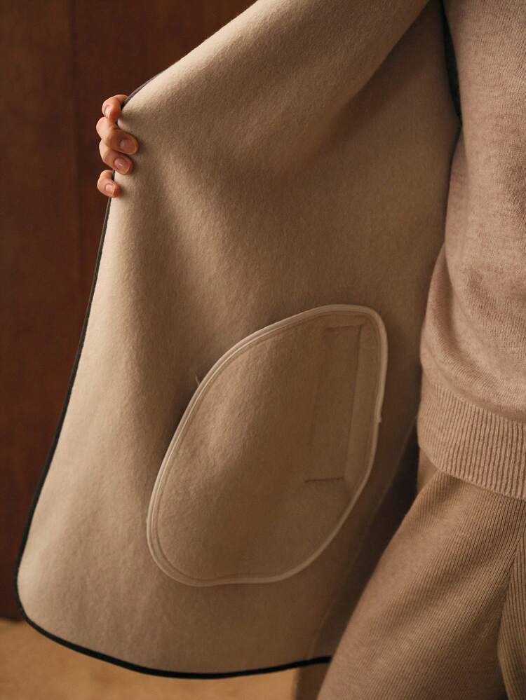 WOOL CONTRAST TRIM OVERCOAT