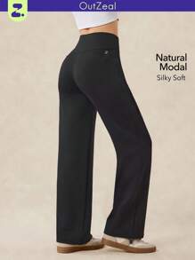 OutZeal 女士运动黑色长裤，日常休闲居家穿着舒适，采用柔软弹力莫代尔面料，高腰设计，带侧袋。