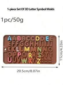1 套/3 套 3D 字母数字硅胶软糖模具，大写小写卡通巧克力粘土烘焙工具、糖果模具、蛋糕装饰用品