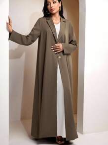 Veilorie Women's Casual Solid Color Lapel NeckSingle-Breasted Abaya, Modest Clothes Dubai Abaya Open Abaya Abaya With Blazer