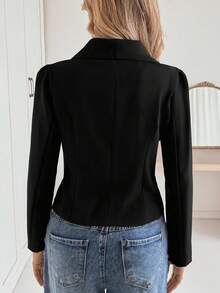 Siren Gaze Áo khoác blazer nữ cổ chữ V kiểu Pháp màu tương phản, buộc dây phía trước, tay dài, buộc dây, thời trang, đa năng, áo khoác blazer quấn crop top, thích hợp mặc đi làm hàng ngày. Áo khoác blazer phối nhiều lớp cho mùa thu, hàng mới về mùa thu đông., mặc hàng ngày và phối nhiều lớp, mặc khi trở lại trường, quần áo nữ mùa thu, áo dễ thương, áo đi chơi cho nữ, phong cách cổ điển cho nữ, áo khoác blazer thường ngày, phù hợp cho mọi mùa - màu đen - Xem 2
