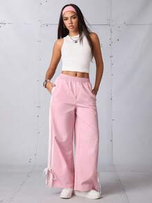 Streetz SHEIN Sport 女士运动裤粉色裤子白色条纹长裤宽松宽松运动裤，运动阔腿慢跑裤，运动服，运动裤，运动服，超大慢跑裤，板网球，网球，匹克球，返校，复古街头服饰，街头风格。学院风，男酷风