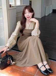 DAZY 女式中长款二合一韩版秋冬连衣裙